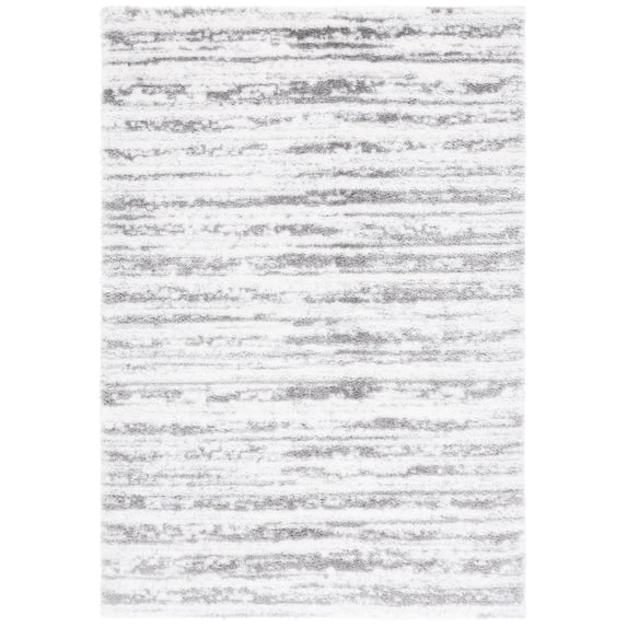 SAFAVIEH Tahoe Tyson Striped Shag Area Rug, Ivory/Dark Gray, 8' x 10'