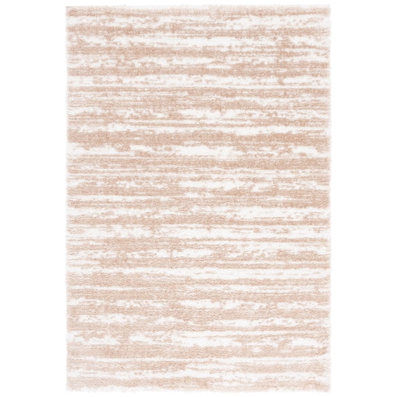 SAFAVIEH Tahoe Tyson Striped Shag Area Rug, Ivory/Gold, 8' x 10'