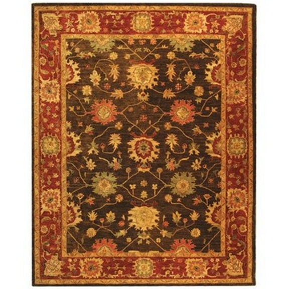 SAFAVIEH Taj Mahal Arseny Floral Bordered Wool Area Rug, Olive/Burgundy, 4' x 6'