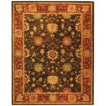 SAFAVIEH Taj Mahal Arseny Floral Bordered Wool Area Rug, Olive/Burgundy, 4' x 6'