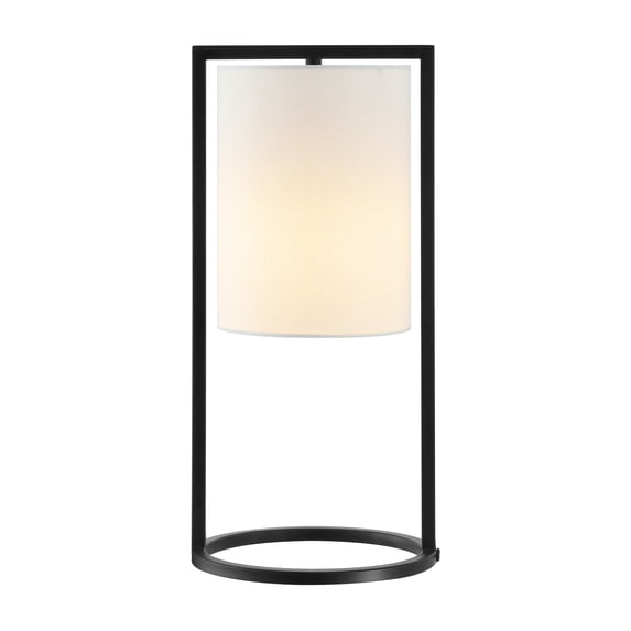 SAFAVIEH Tamiko 18 in. Modern Black Iron Table Lamp with White Cotton Shade