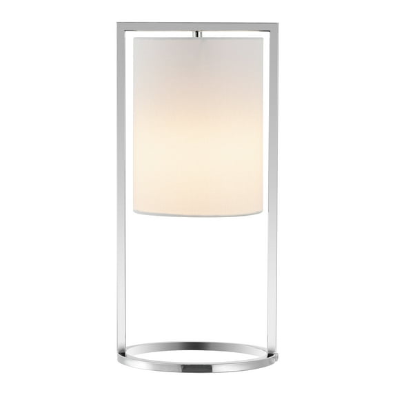 SAFAVIEH Tamiko 18 in. Modern Chrome Iron Table Lamp with White Cotton Shade