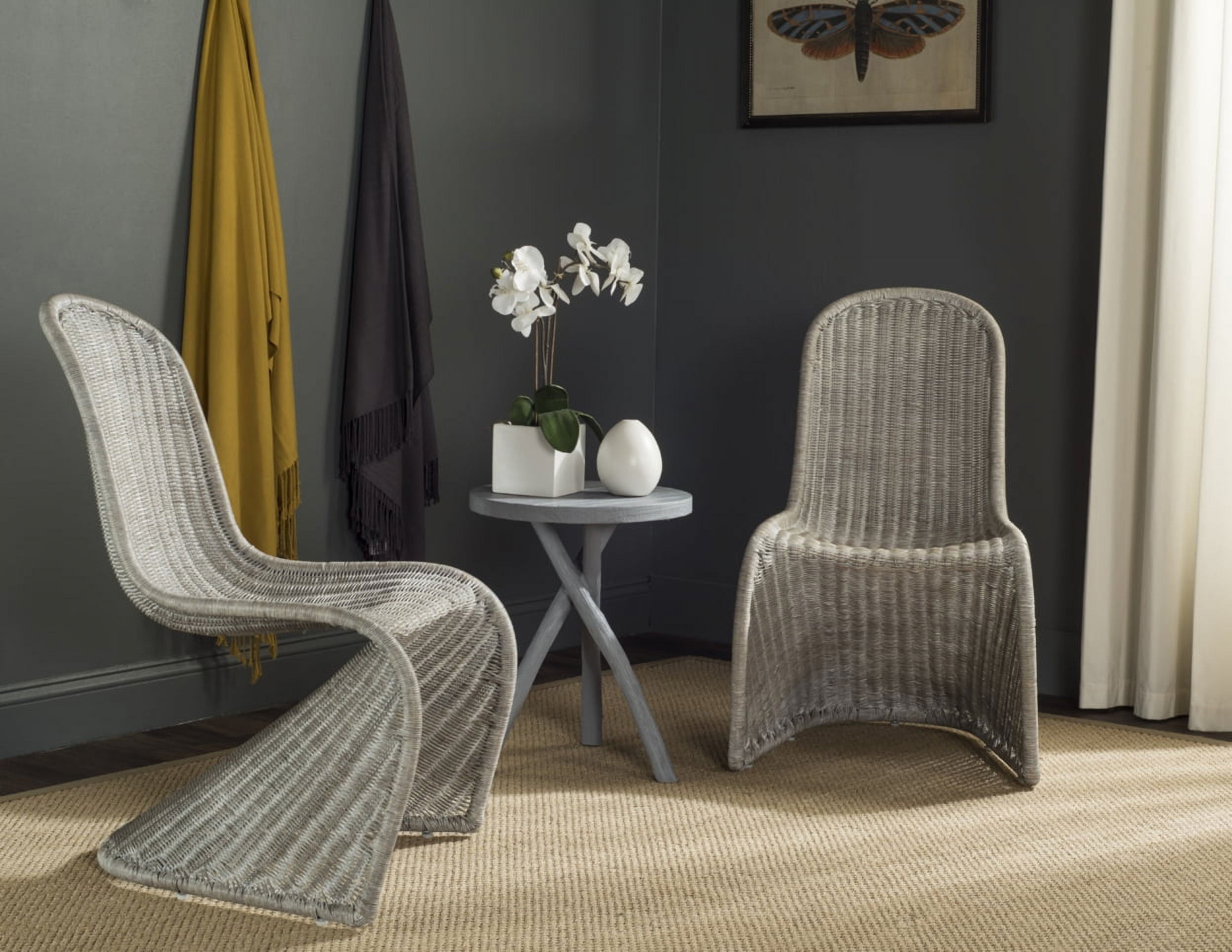 SAFAVIEH Tana Wicker Side Chair Natural White Wash