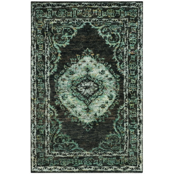 SAFAVIEH Tangier Alexus Overdyed Area Rug, Chocolate/Aqua, 4' x 6'