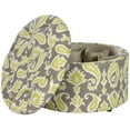 thumbnail image 1 of SAFAVIEH Tanisha Round Shoe Storage Ottoman, Ikat Grass Green/Grey, 1 of 3