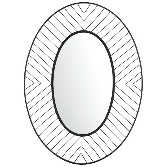 SAFAVIEH Tanra 26 in. x 36 in. Oval Geometric Mirror, Black