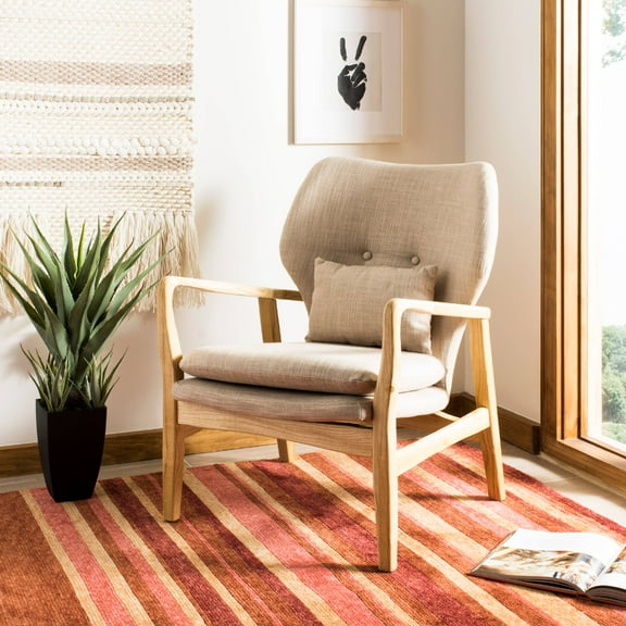 SAFAVIEH Tarly Modern Chic Accent Chair with Pillow, Beige/Natural