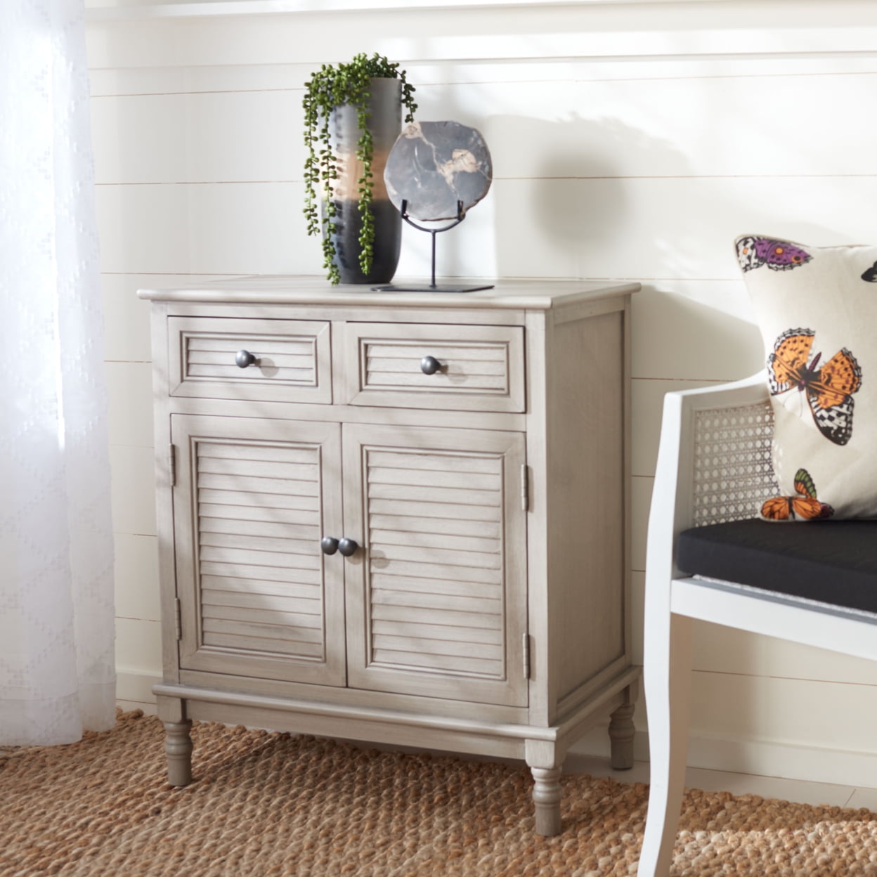Greige 2-Drawer 2-Door Turned Leg Sideboard