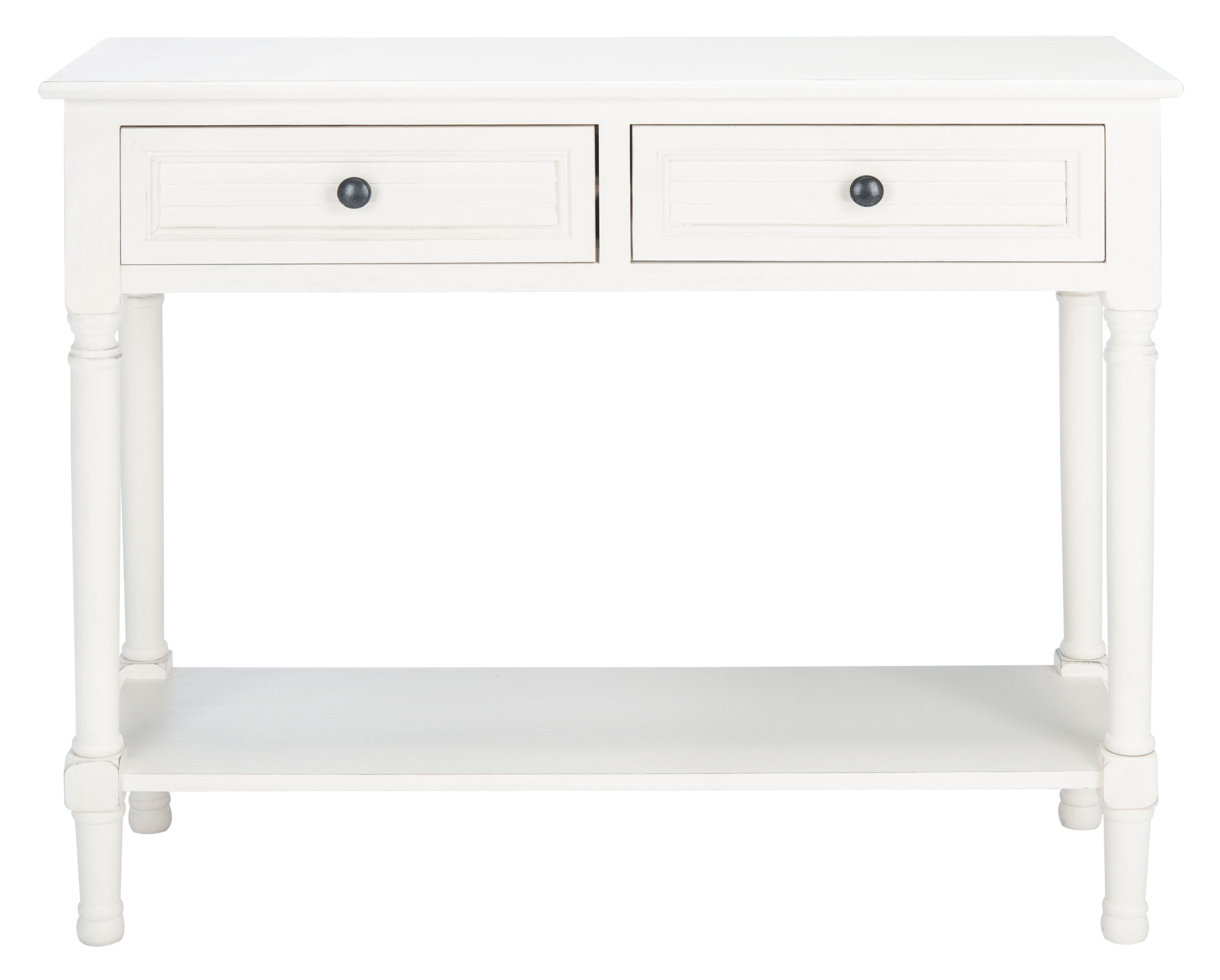 Tate Modern Farmhouse 40" White Wood & Metal Console Table with Storage
