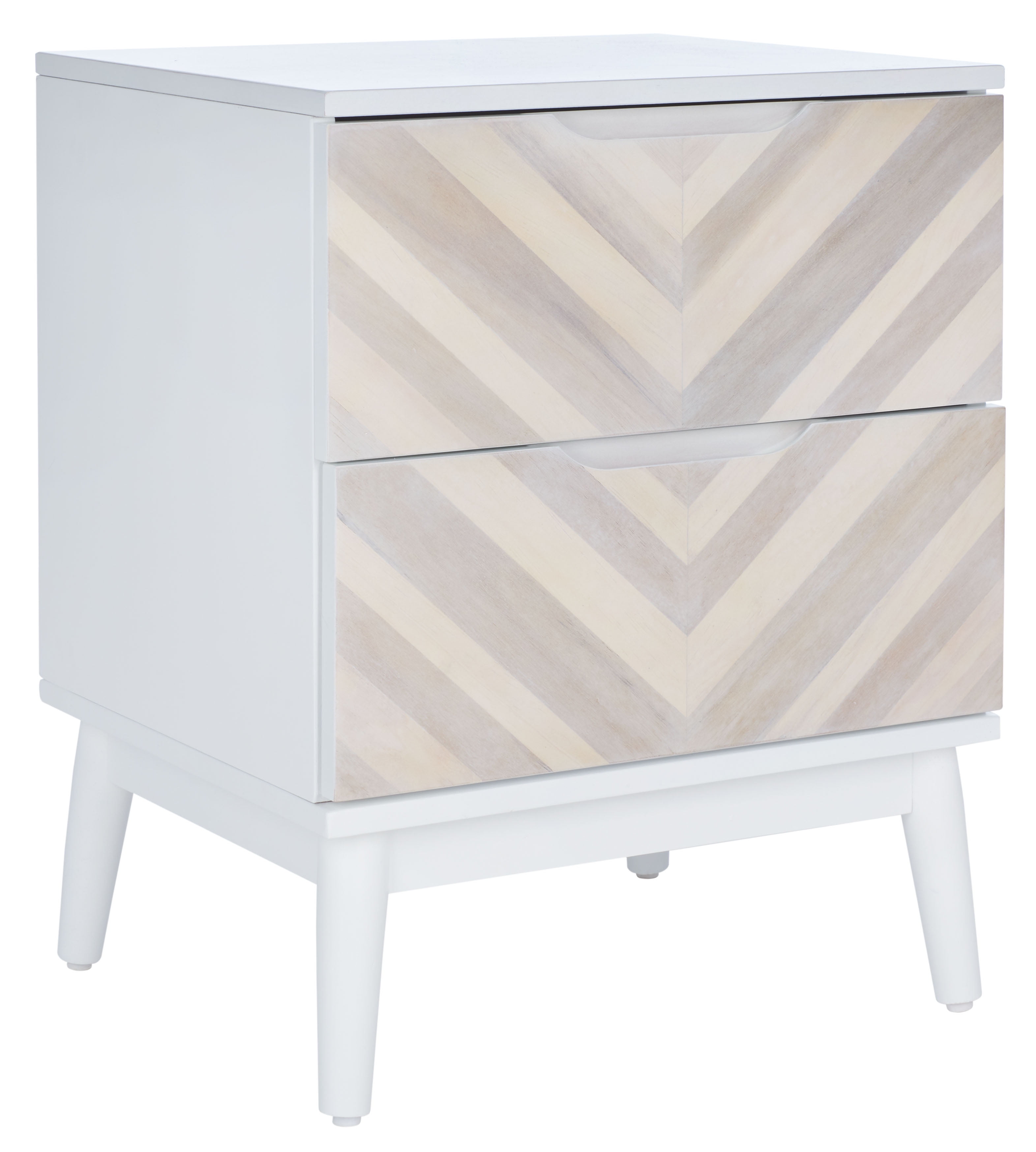 SAFAVIEH Tay 2 Drawer Patterned Nightstand, White Washed