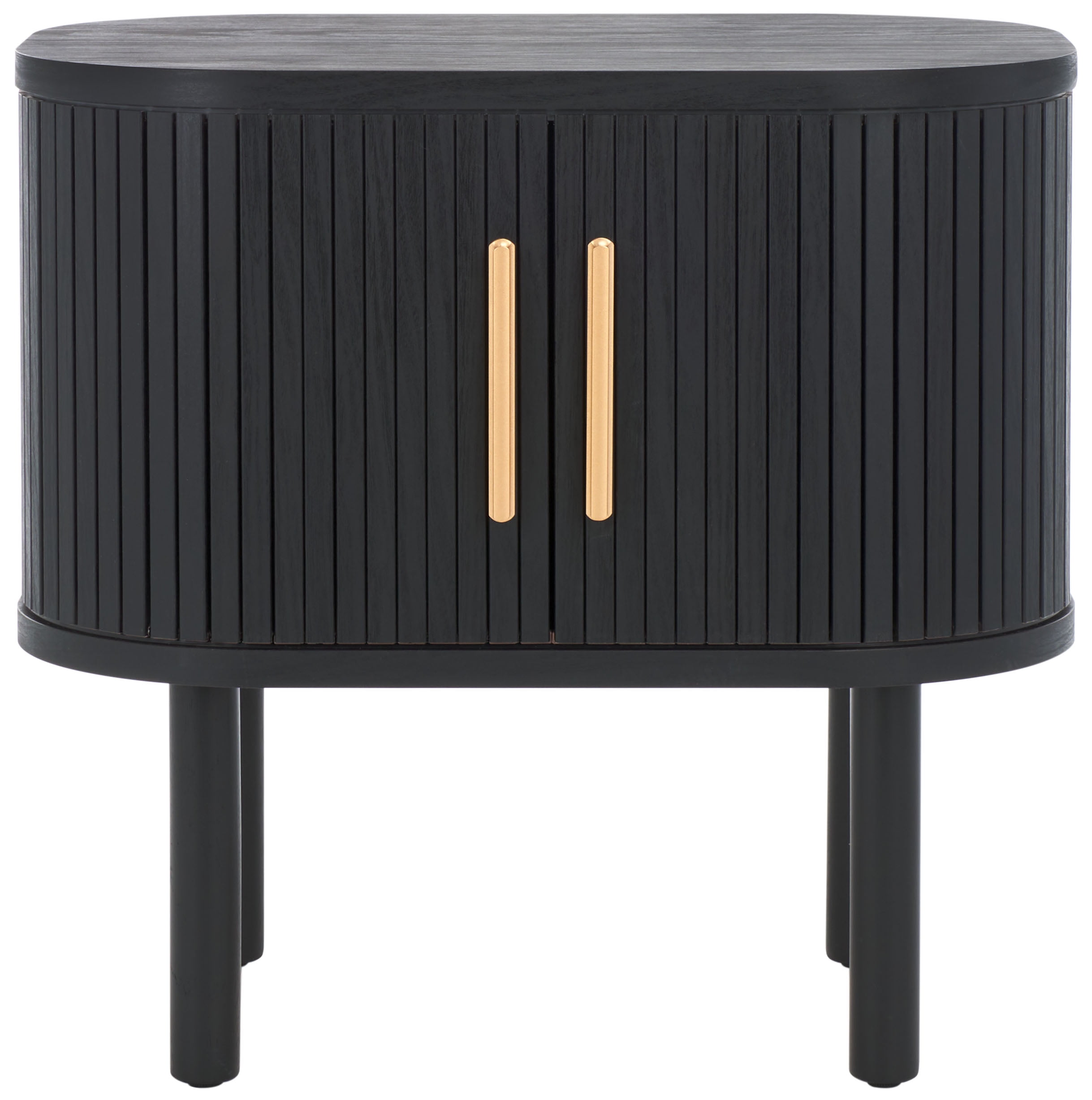 SAFAVIEH Tealla Contemporary Tambour Door Nightstand,Black/Gold