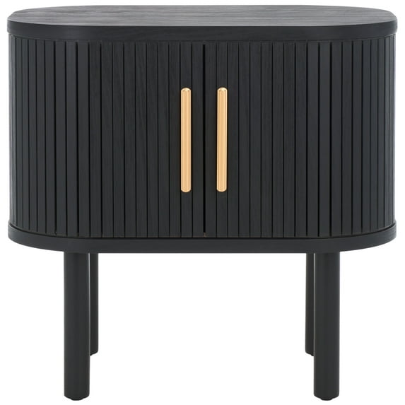 SAFAVIEH Tealla Contemporary Tambour Door Nightstand,Black/Gold
