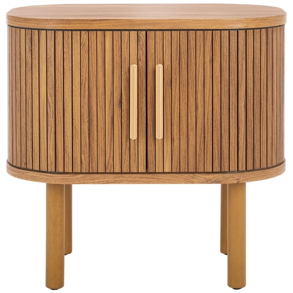 SAFAVIEH Tealla Contemporary Tambour Door Nightstand,Oak/Gold