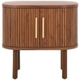 thumbnail image 1 of SAFAVIEH Tealla Contemporary Tambour Door Nightstand,Walnut/Gold, 1 of 1
