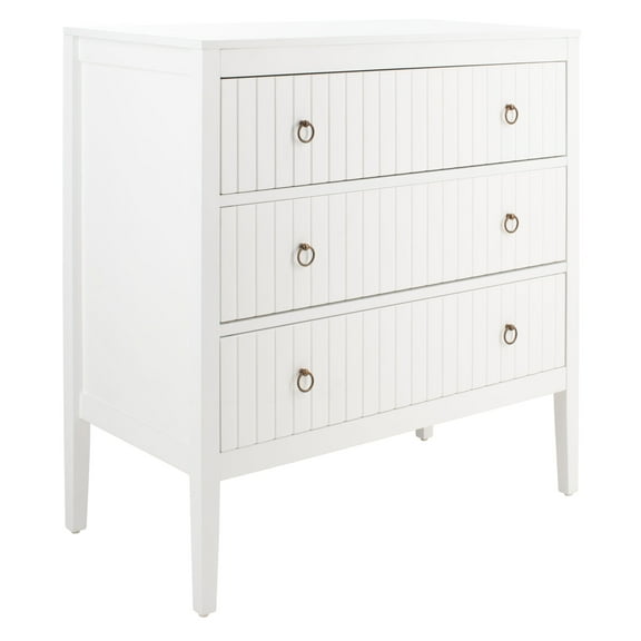 SAFAVIEH Tegan Contemporary Style 3 Drawer Chest, White (34.5 in. W x 18 in. D x 36 in. H)