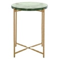 thumbnail image 1 of SAFAVIEH Tengah Round Glass Accent Table, Green/Brass (14.8 in. W x 14.8 in. D x 18.5 in. H), 1 of 9