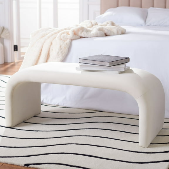 SAFAVIEH Tenko Modern Solid Glam Accent Bench, Cream