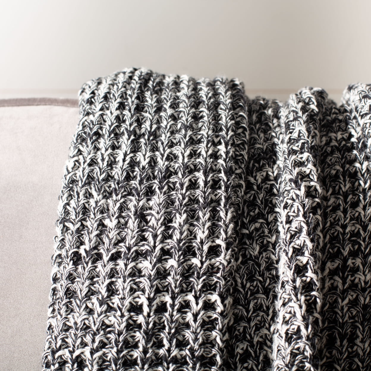 Tensley Black and Natural Cotton Throw with Tassels