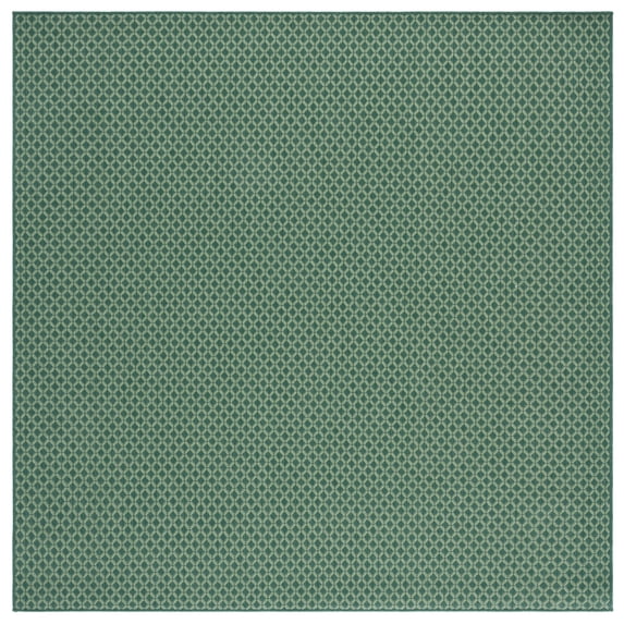 SAFAVIEH Terrace Bayon Geometric Indoor/Outdoor Area Rug, Dark Green/Light Green, 6'7" x 6'7" Square