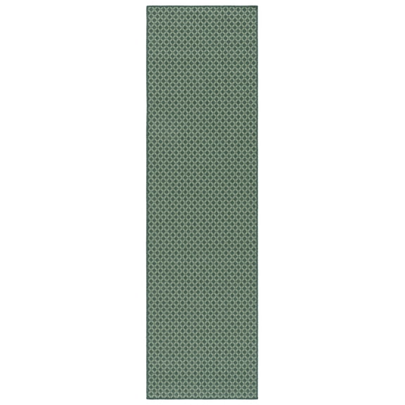 SAFAVIEH Terrace Bayon Geometric Indoor/Outdoor Runner Rug, Dark Green/Light Green, 2'3" x 8'