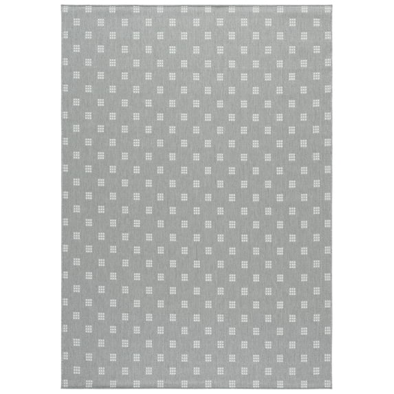 SAFAVIEH Terrace Kelleh Geometric Indoor/Outdoor Area Rug, Grey/Ivory, 4' x 6'