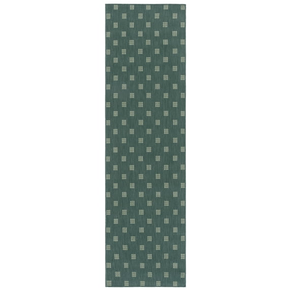 SAFAVIEH Terrace Kelleh Geometric Indoor/Outdoor Runner Rug, Dark Green/Light Green, 2'3" x 8'