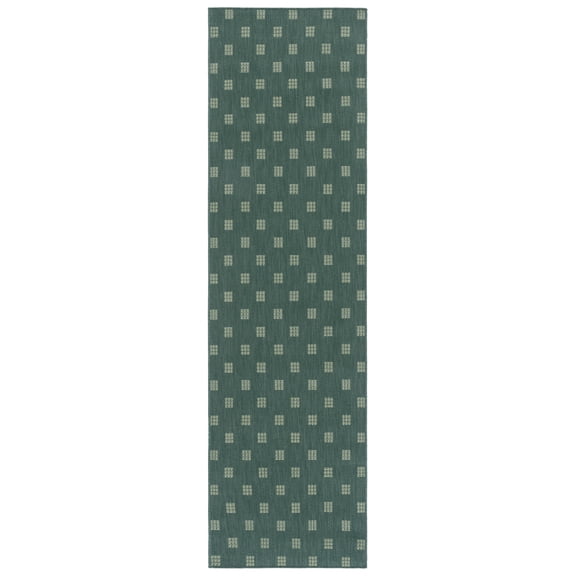 SAFAVIEH Terrace Kelleh Geometric Indoor/Outdoor Runner Rug, Dark Green/Light Green, 2'3" x 8'