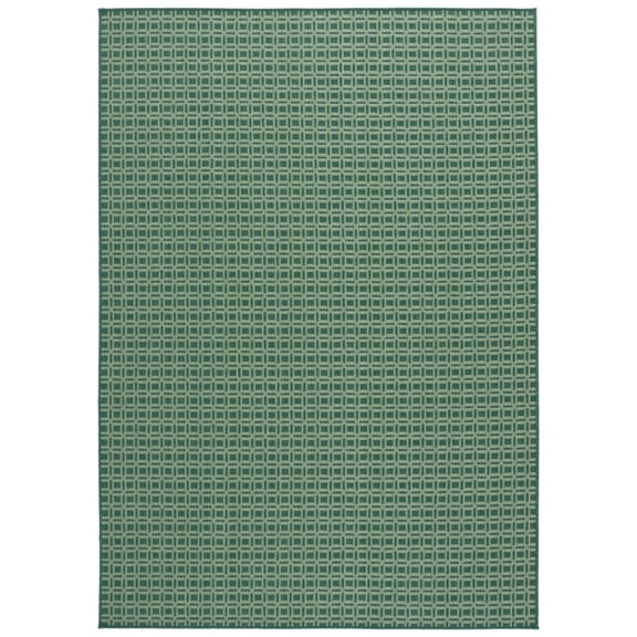 SAFAVIEH Terrace Wight Geometric Indoor/Outdoor Area Rug, Dark Green/Light Green, 4' x 6'