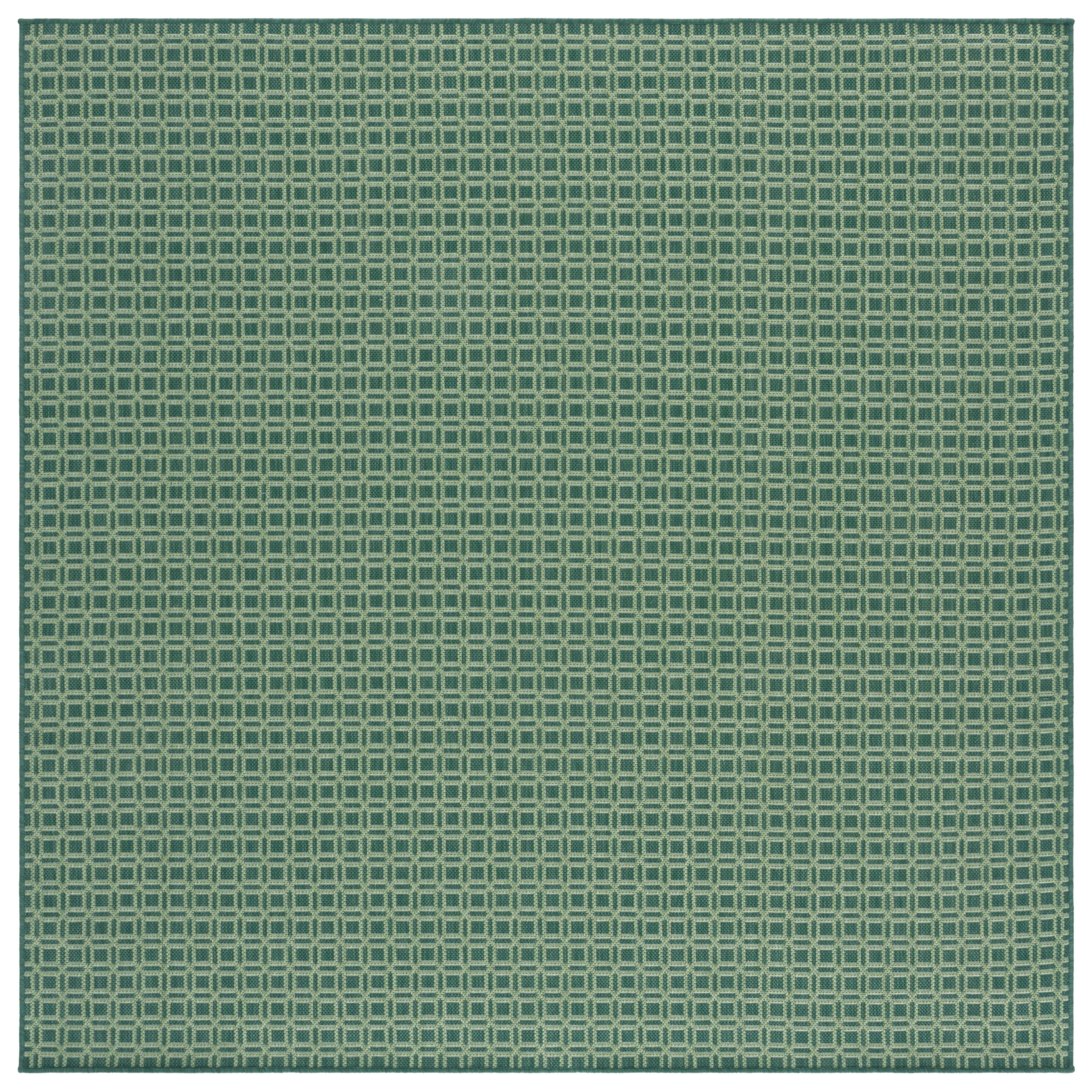 SAFAVIEH Terrace Wight Geometric Indoor/Outdoor Area Rug, Dark Green/Light Green, 6'7" x 6'7" Square