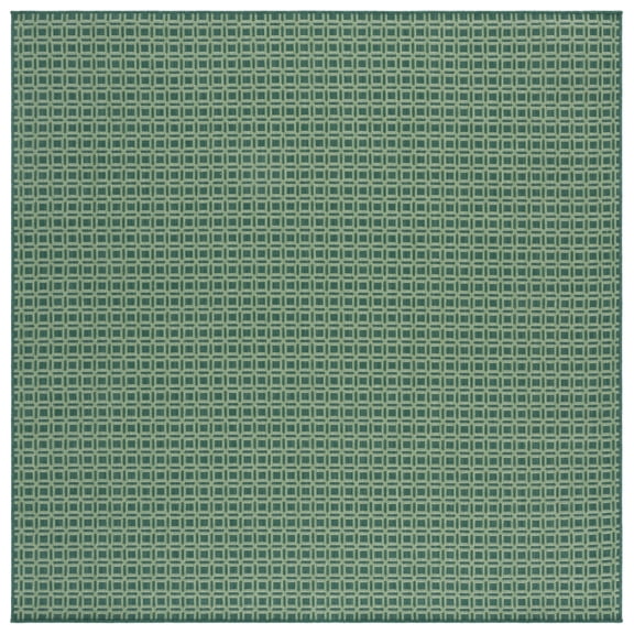 SAFAVIEH Terrace Wight Geometric Indoor/Outdoor Area Rug, Dark Green/Light Green, 6'7" x 6'7" Square