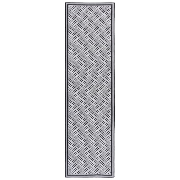 SAFAVIEH Terrace Yadira Geometric Indoor/Outdoor Runner Rug, Black/White, 2'3" x 8'