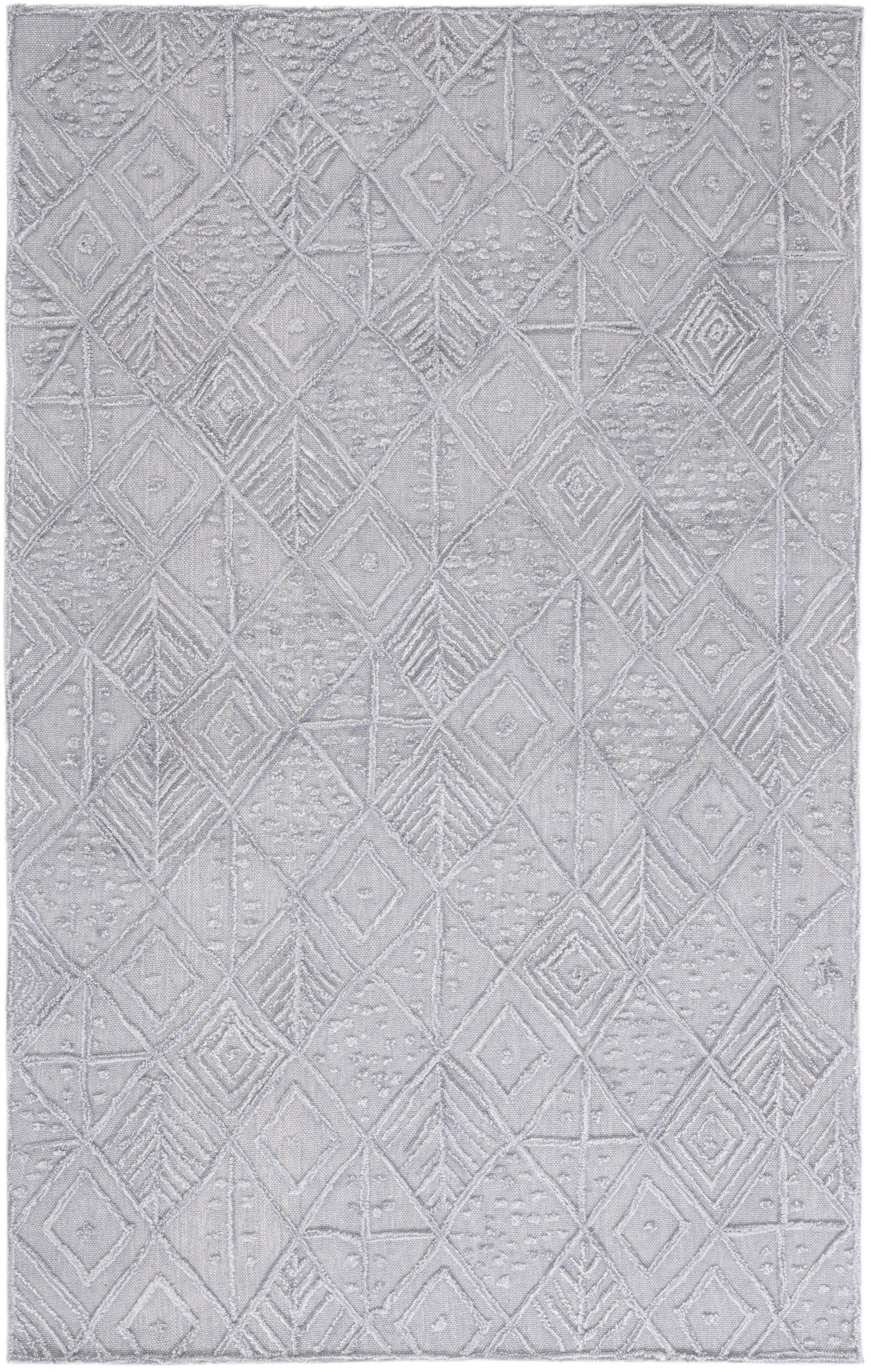 Gray Hand-Tufted Wool Geometric 3' x 5' Area Rug