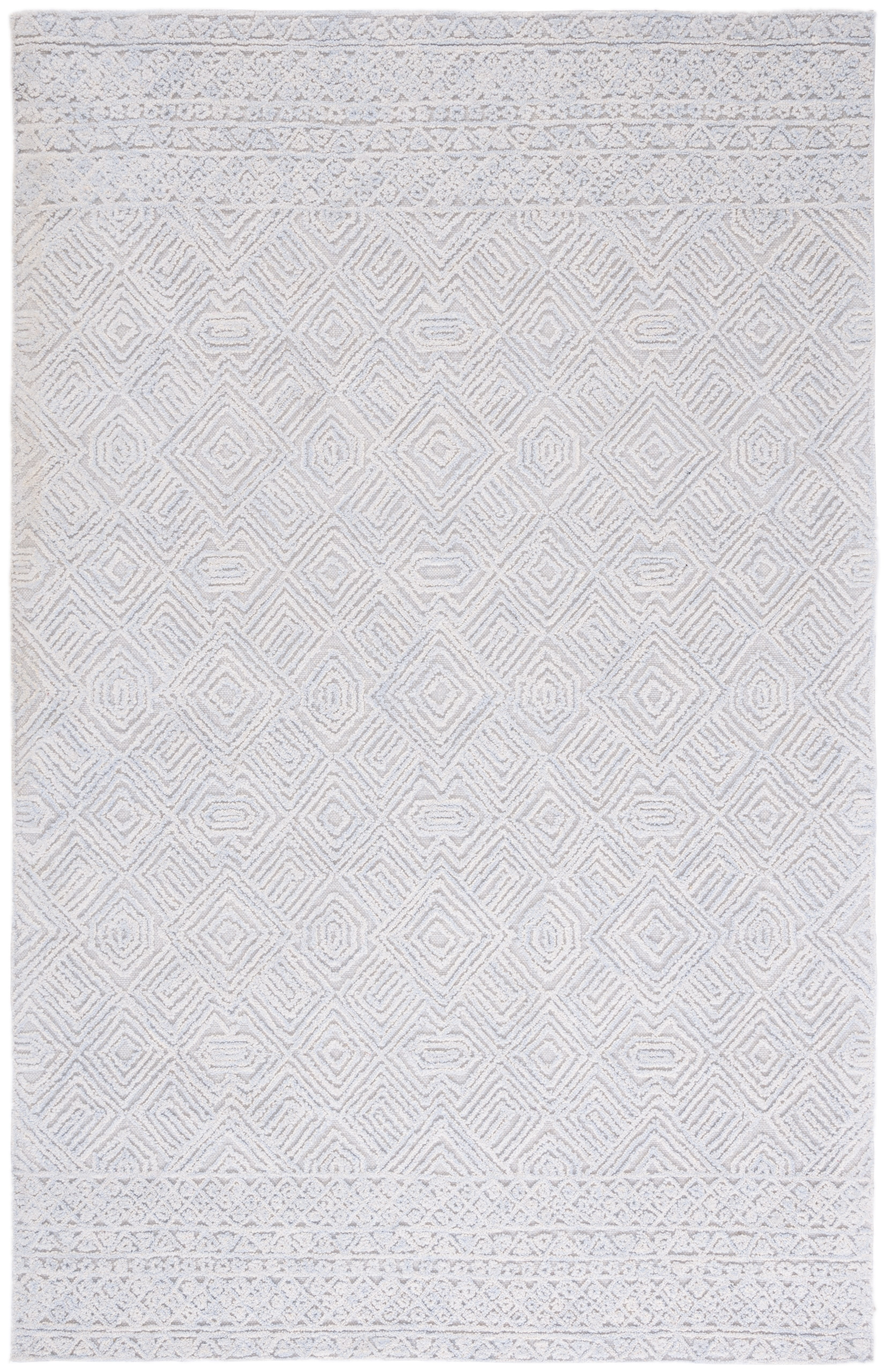 Gray Geometric Hand-Tufted Wool Area Rug 5' x 8'