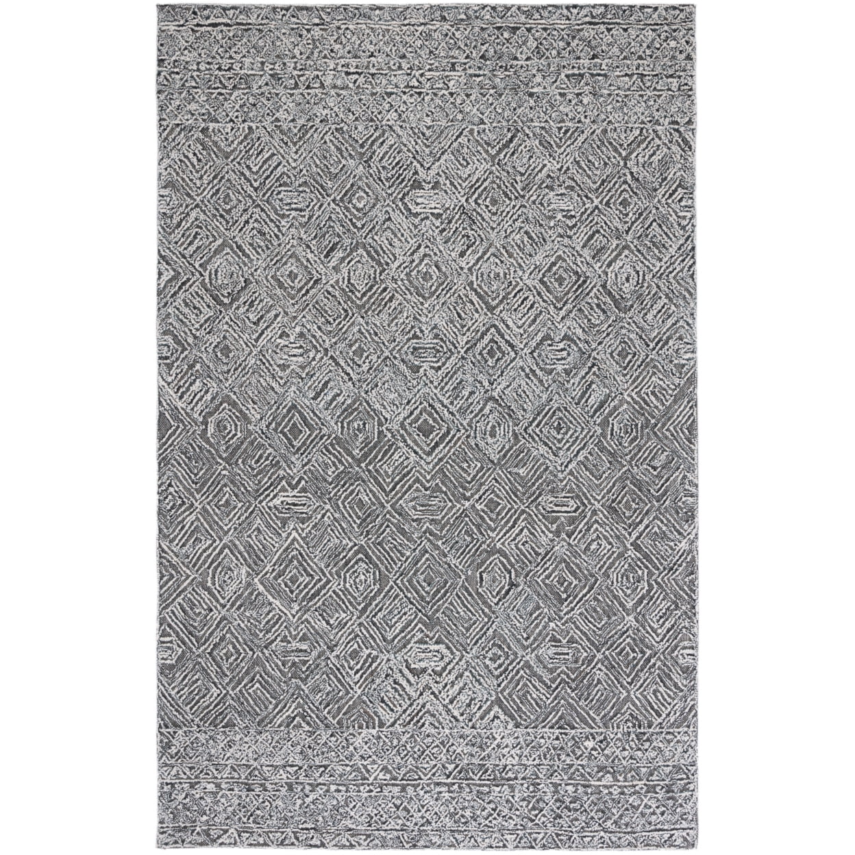 SAFAVIEH Textural Adrasteia Geometric Area Rug, Black/Ivory, 6' x 6' Round