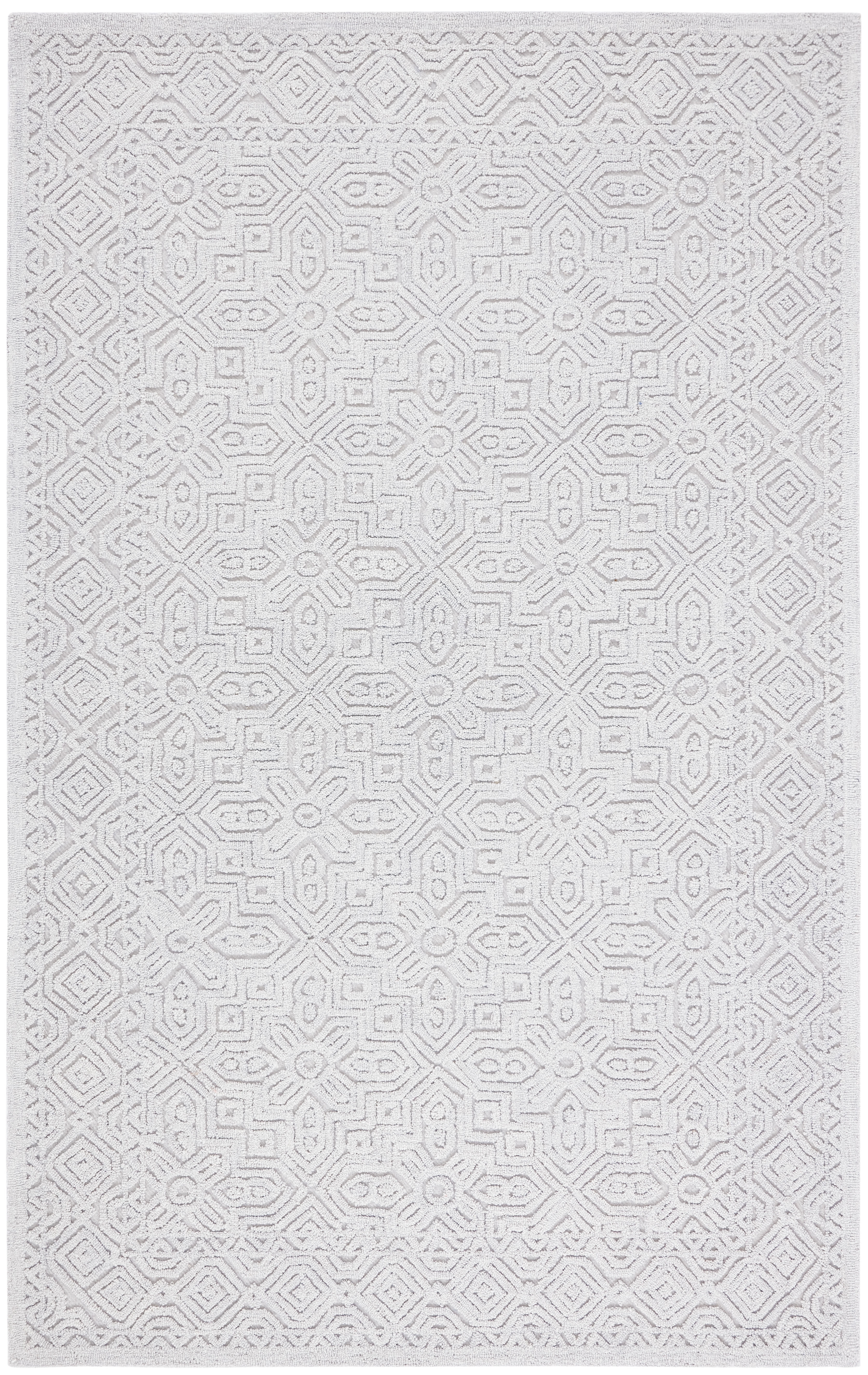 Gray Geometric Handmade Wool 6' x 9' Tufted Area Rug