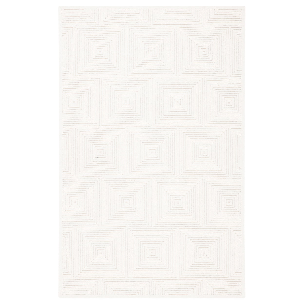 Ivory Square Hand-Tufted Wool Area Rug 4' x 4'