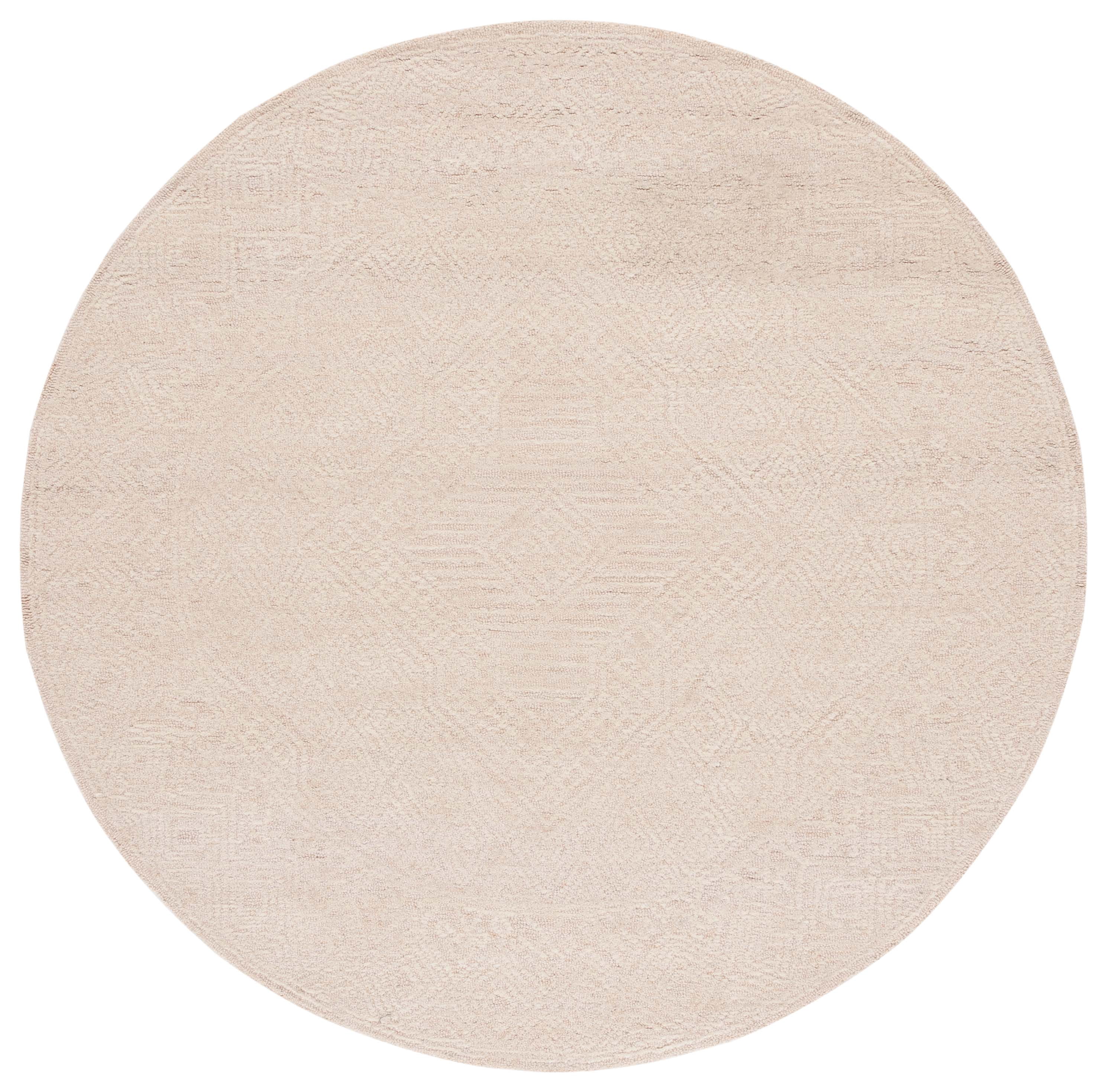 SAFAVIEH Textural Dimitri Geometric Area Rug, Beige/Blush, 6' x 6' Round