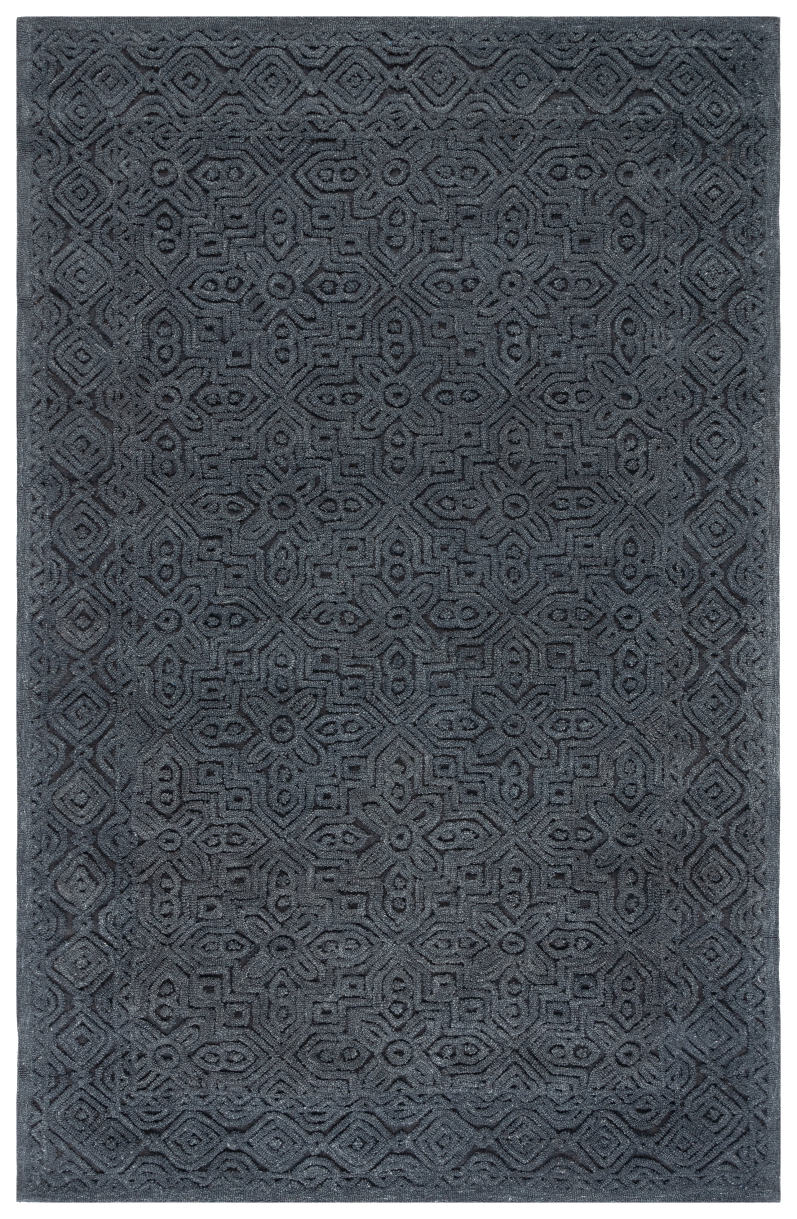 Gray Geometric Tufted Wool 6' x 9' Handmade Area Rug