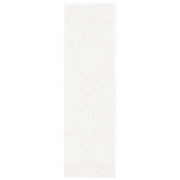 SAFAVIEH Textural Vince Geometric Runner Rug, Ivory, 2'3" x 14'