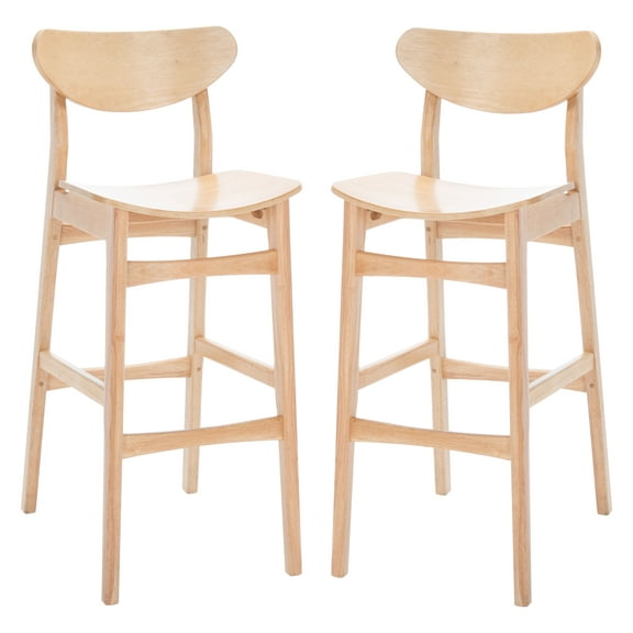 SAFAVIEH Thaxton Contemporary Bar Stool, Natural, Set of 2 (17.2 in. W x 22.8 in. D x 41.8 in. H)