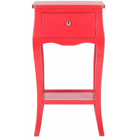 SAFAVIEH Thelma Solid Rustic End Table with Storage Drawer, Hot Red