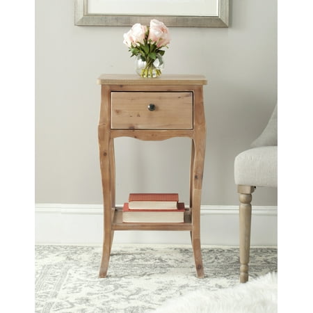SAFAVIEH Thelma Solid Rustic End Table with Storage Drawer, Red Maple