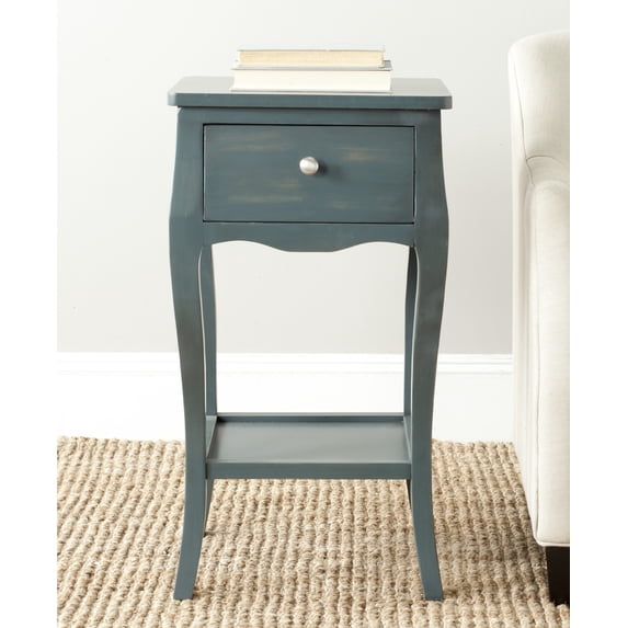 SAFAVIEH Thelma Solid Rustic End Table with Storage Drawer, Steel Teal
