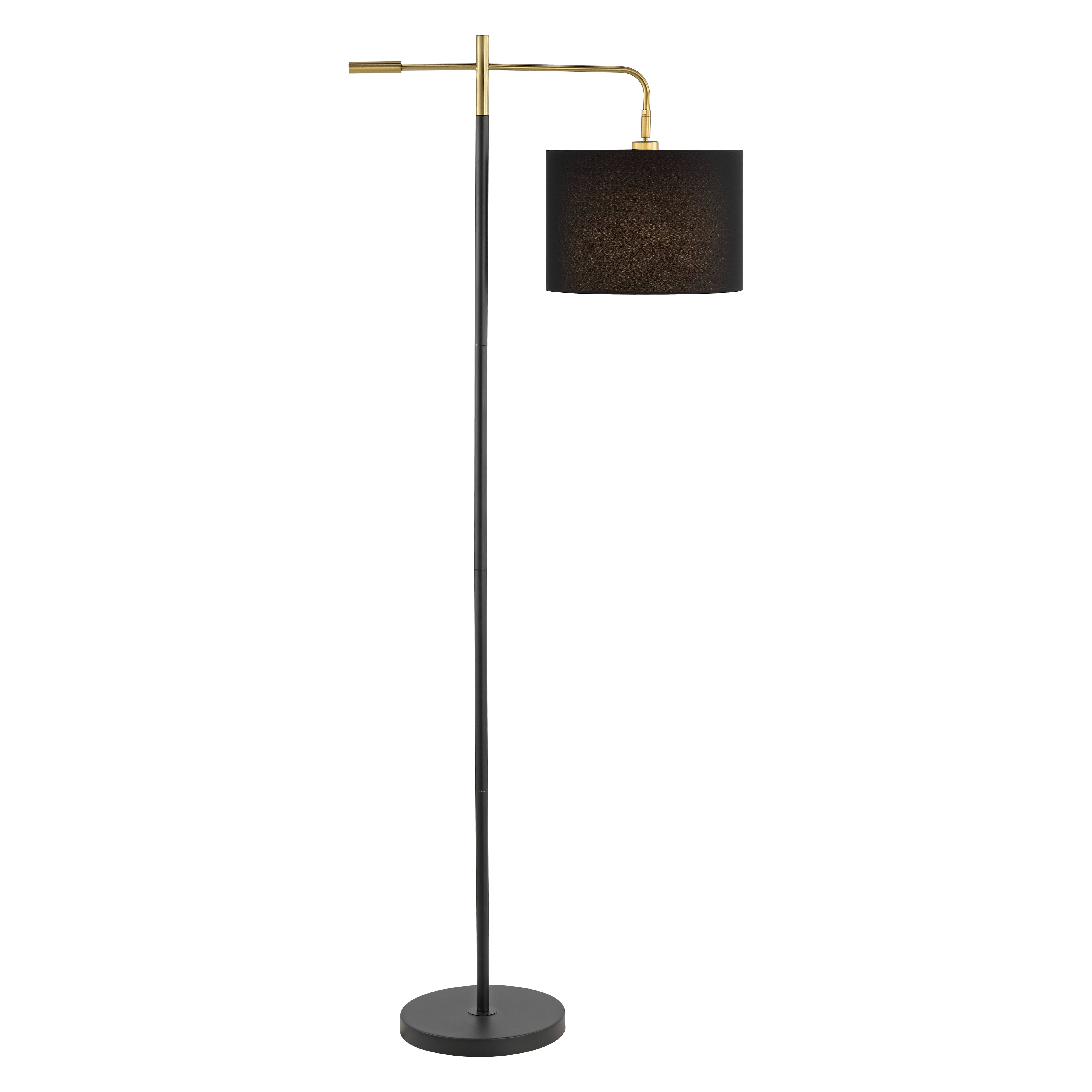 SAFAVIEH Thera 66 in. Modern Black Cotton Floor Lamp with 100% Black Cotton Shade