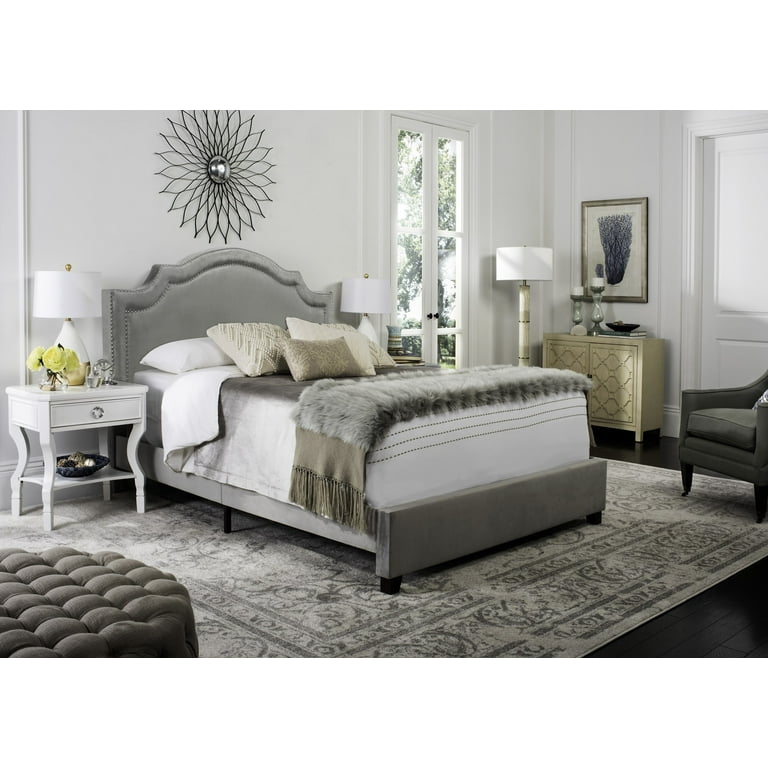 Safavieh Theron Light Gray Full Upholstered Bed Safavieh Theron Light Gray Full Upholstered Bed