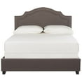 thumbnail image 1 of SAFAVIEH Theron Modern Elegant Upholstered Bed Frame with Nail Heads, Queen, Dark Taupe, 1 of 8