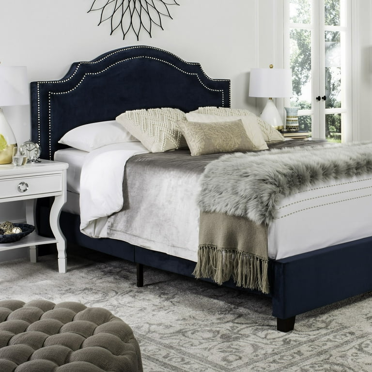 Safavieh Theron Gray Queen Upholstered Bed Safavieh Theron Gray Queen Upholstered Bed