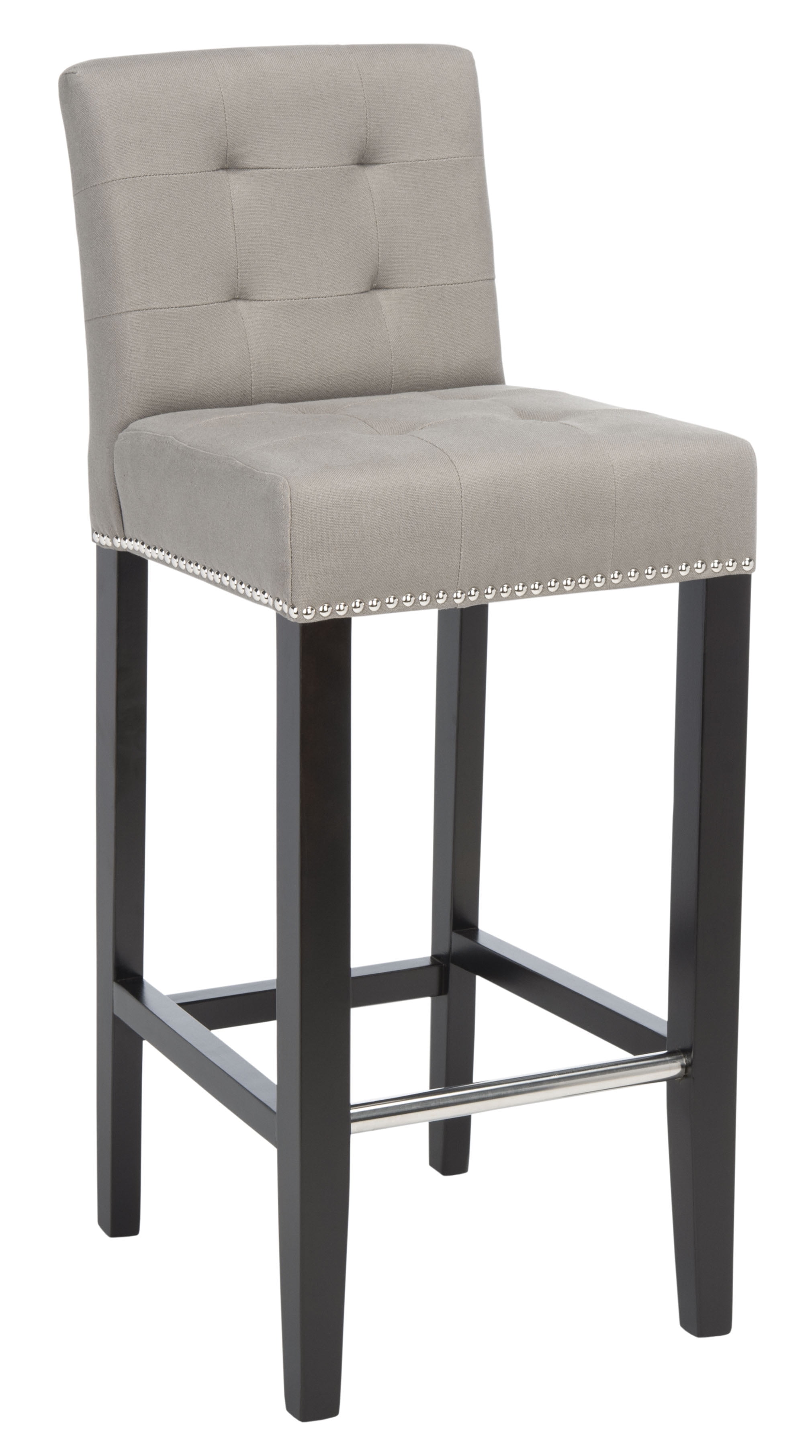 SAFAVIEH Thompson Rustic Glam Tufted Bar Stool with Footrest, Sea Mist