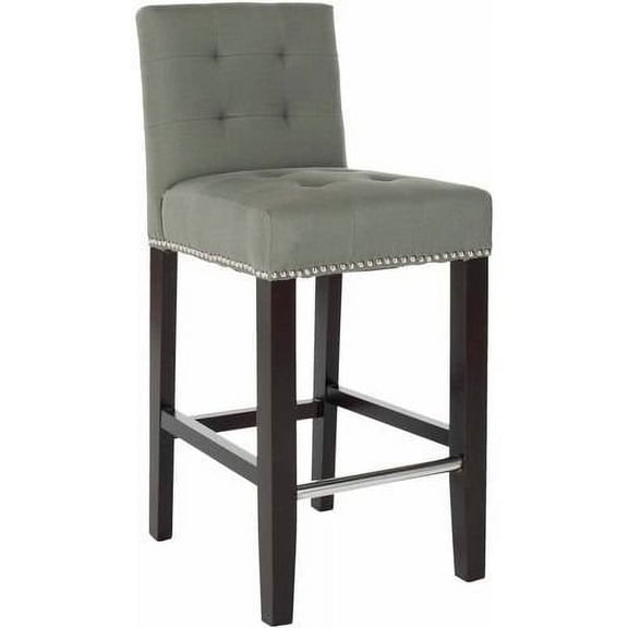 SAFAVIEH Thompson Rustic Glam Tufted Counter Stool with Footrest, Sea Mist