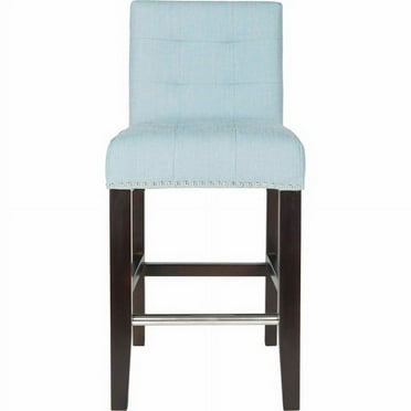 SAFAVIEH Thompson Rustic Glam Tufted Counter Stool with Footrest, Sky Blue